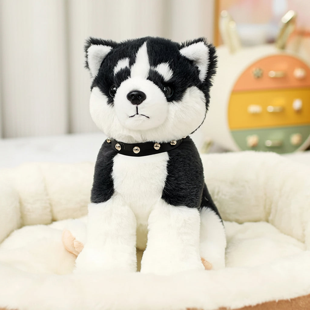 Black & White Husky Stuffed Animal - Cuddly Plush