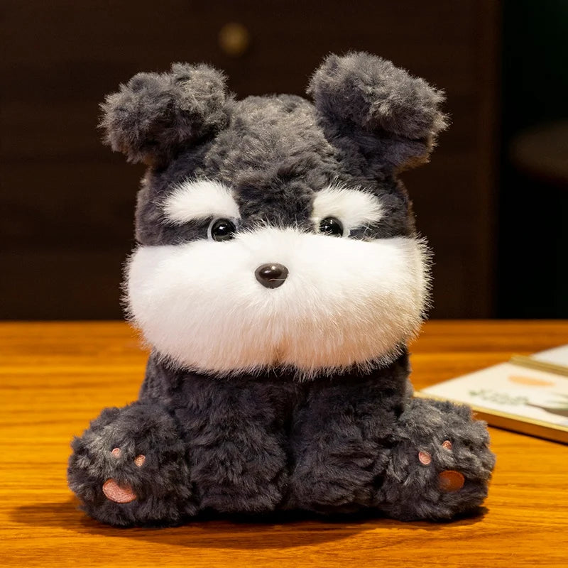 Cute Black & Silver Schnauzer Stuffed Animal – Soft Plush Dog Toy Gift