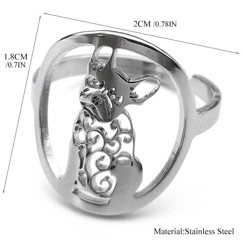French Bulldog Silver Ring – Detailed Frenchie Dog Jewelry