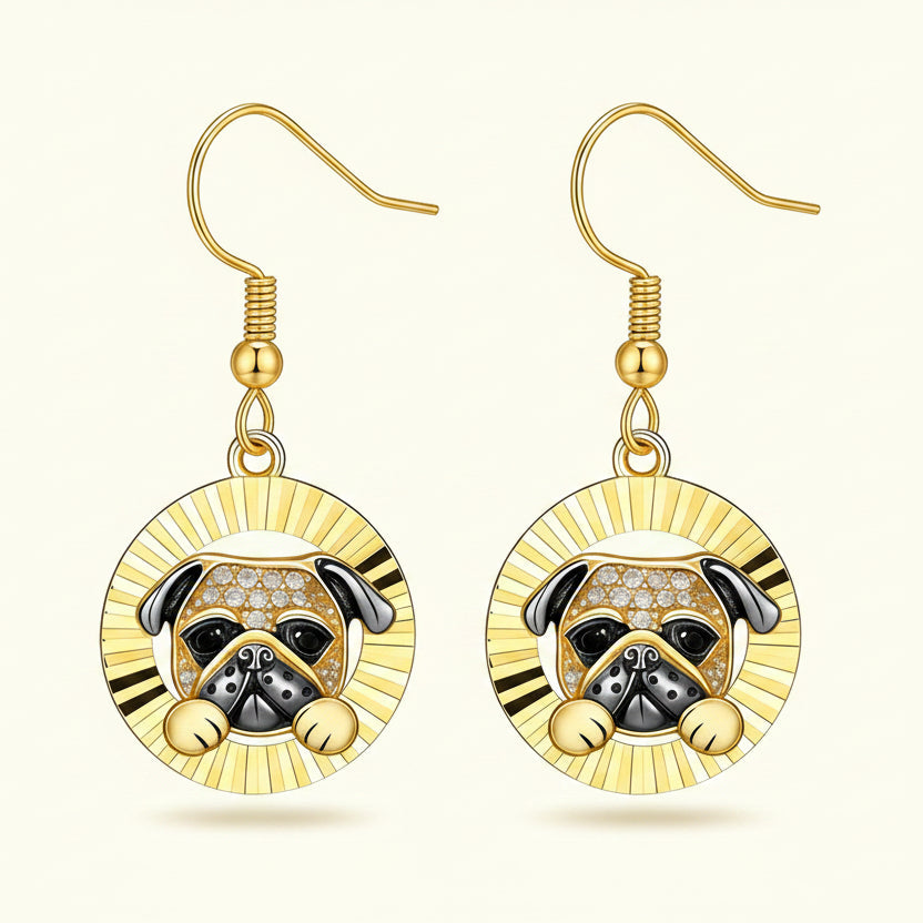Golden Pug Earrings – Cute Dog Jewelry Gift for Women