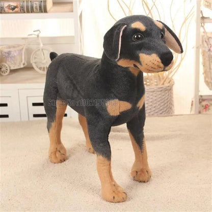 Adorable Black and Tan Doberman Pinscher Plush Toy