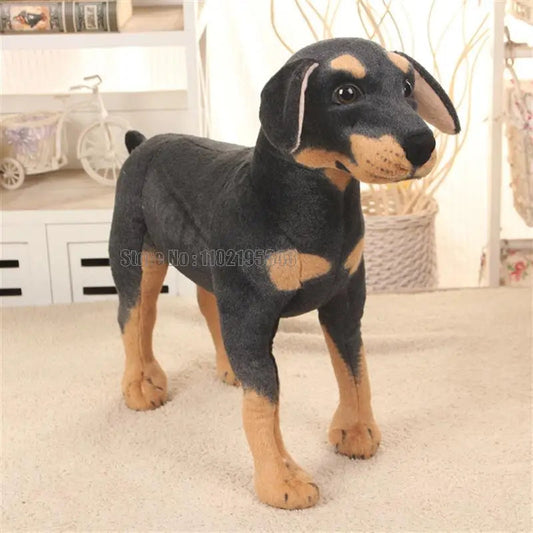 Adorable Black and Tan Doberman Pinscher Plush Toy