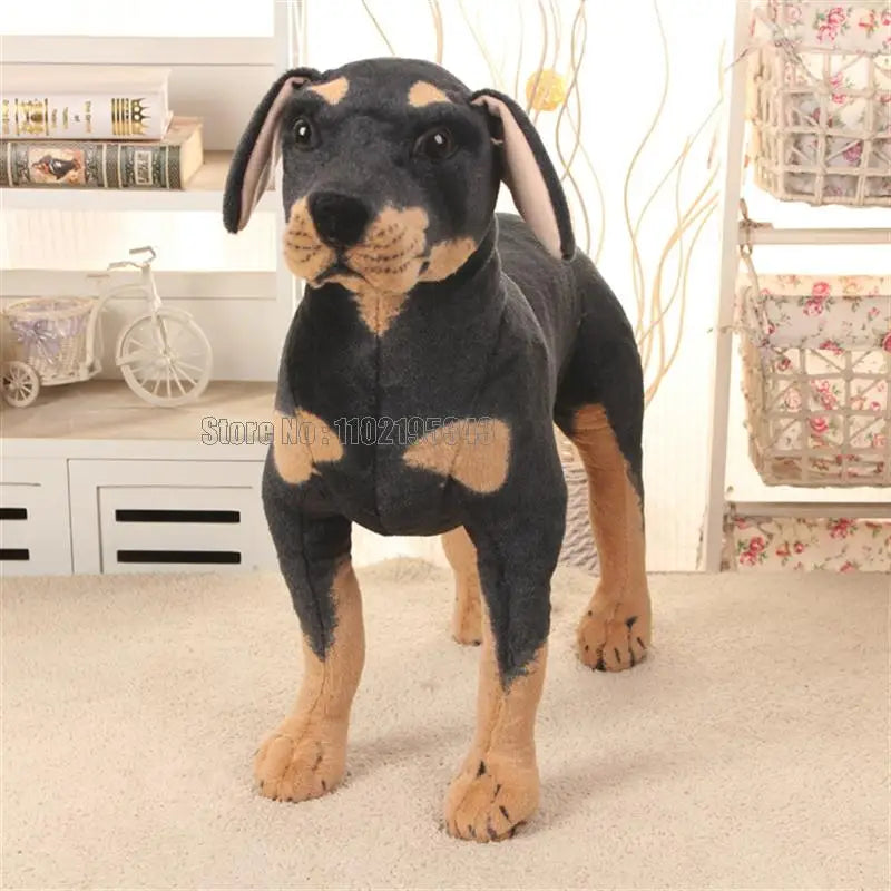 Adorable Black and Tan Doberman Pinscher Plush Toy