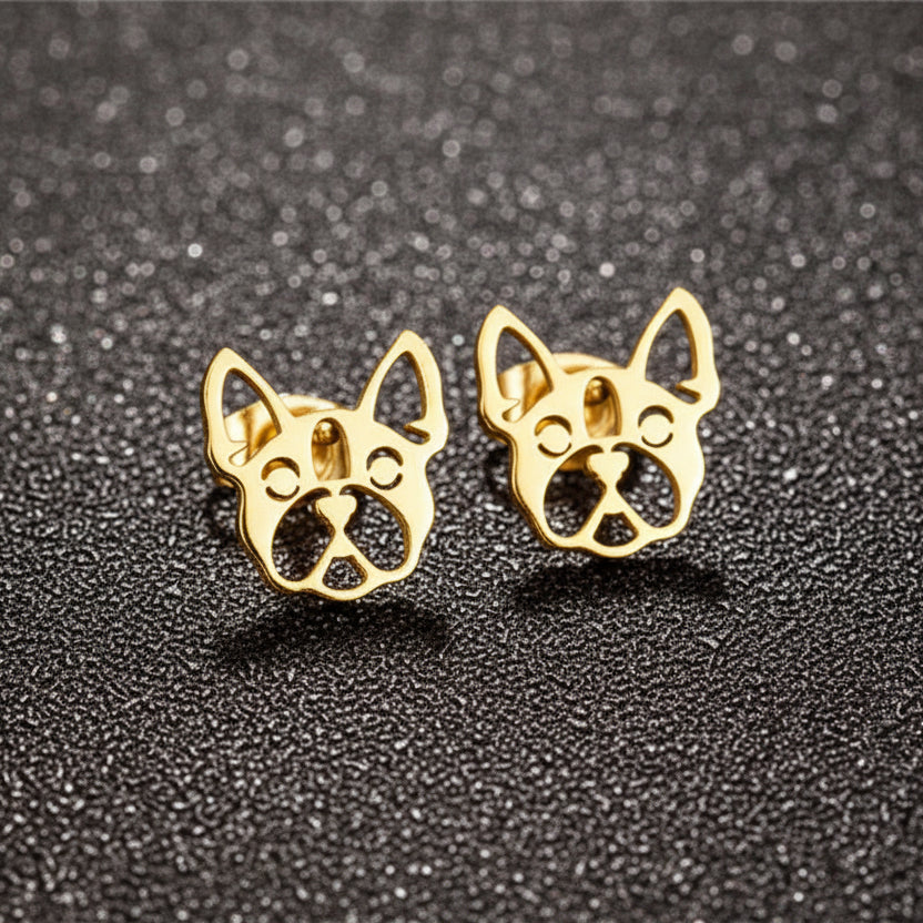 Adorable French Bulldog Earrings – Gold and Silver Dog Jewelry for Women