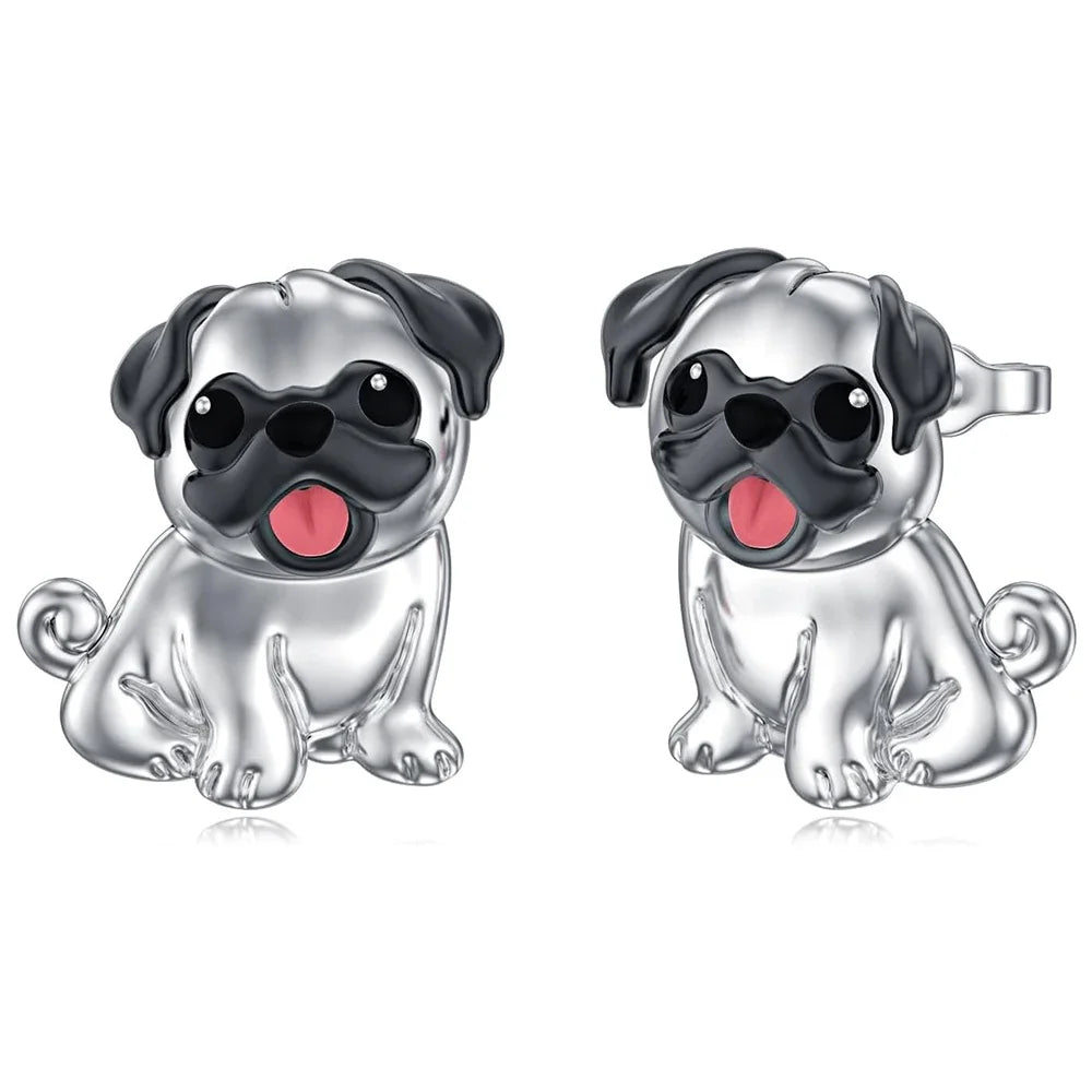 Adorable Pug Silver Earrings – Sweet Puppy Jewelry for Women