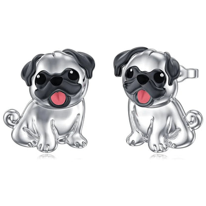 Adorable Pug Silver Earrings – Sweet Puppy Jewelry for Women