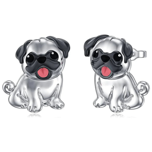 Adorable Pug Silver Earrings – Sweet Puppy Jewelry for Women