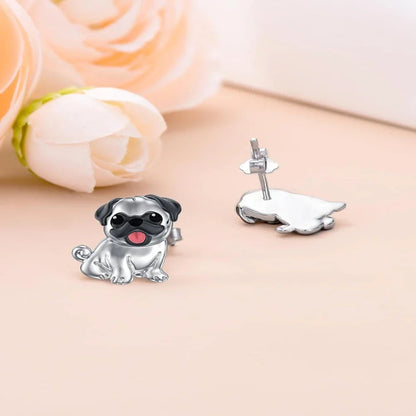 Adorable Pug Silver Earrings – Sweet Puppy Jewelry for Women