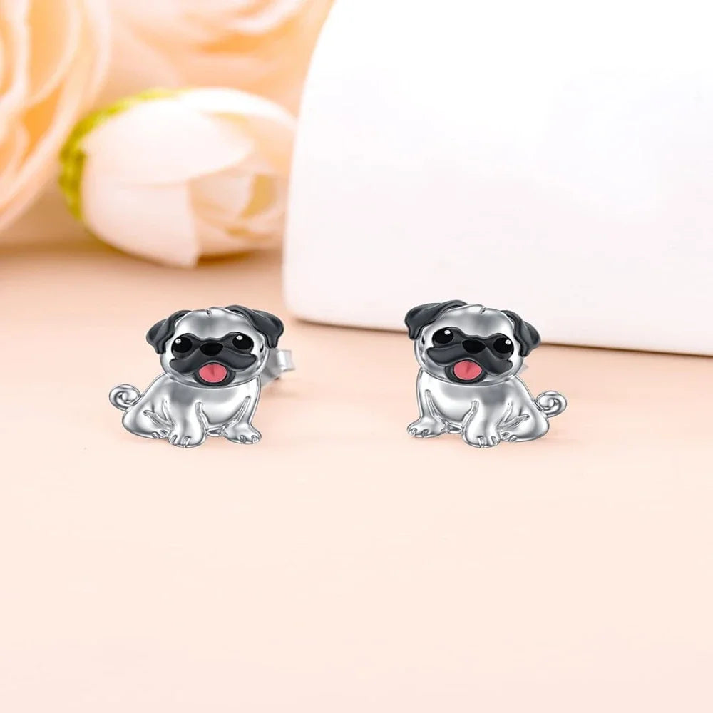 Adorable Pug Silver Earrings – Sweet Puppy Jewelry for Women
