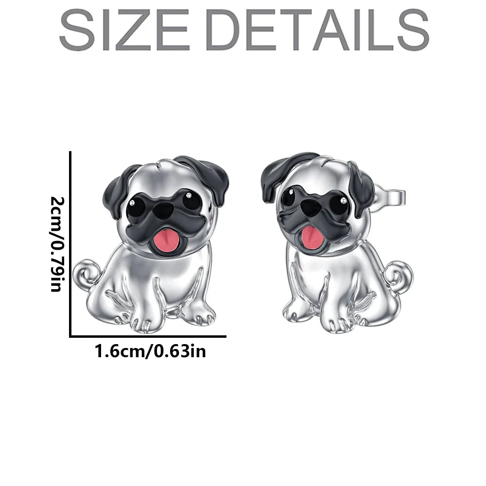 Adorable Pug Silver Earrings – Sweet Puppy Jewelry for Women