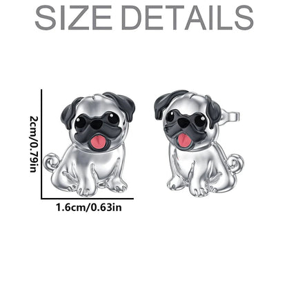 Adorable Pug Silver Earrings – Sweet Puppy Jewelry for Women