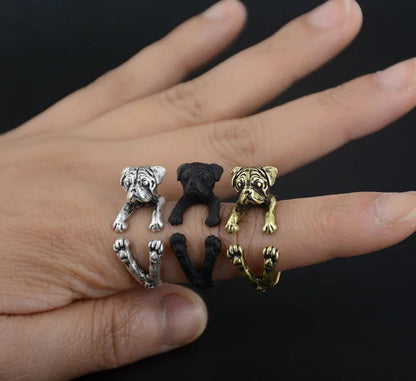 Adorable Pug Silver Ring – Sweet Dog Lover Jewelry Charm for Women