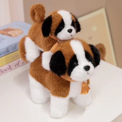 Adorable Saint Bernard Plush Toy – Mahogany & White Realistic Stuffed Dog