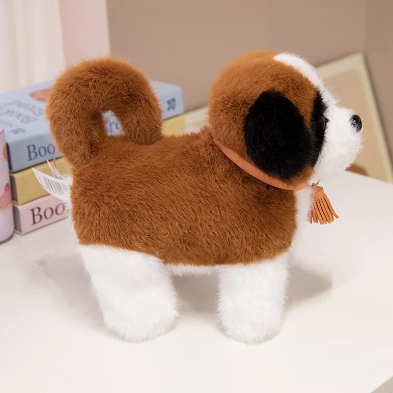 Adorable Saint Bernard Plush Toy – Mahogany & White Realistic Stuffed Dog