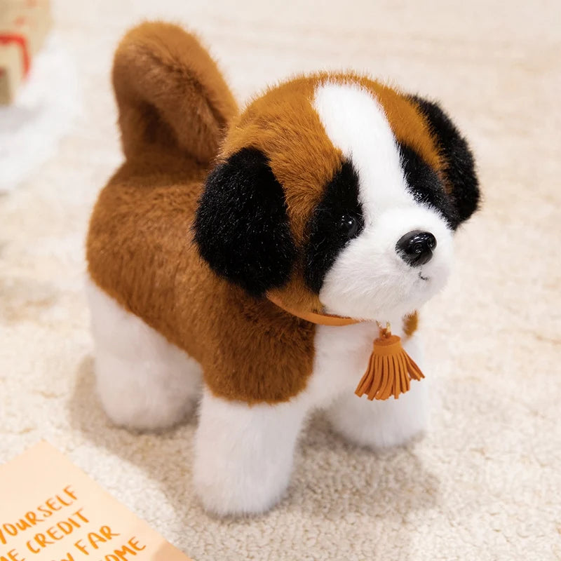 Adorable Saint Bernard Plush Toy – Mahogany & White Realistic Stuffed Dog