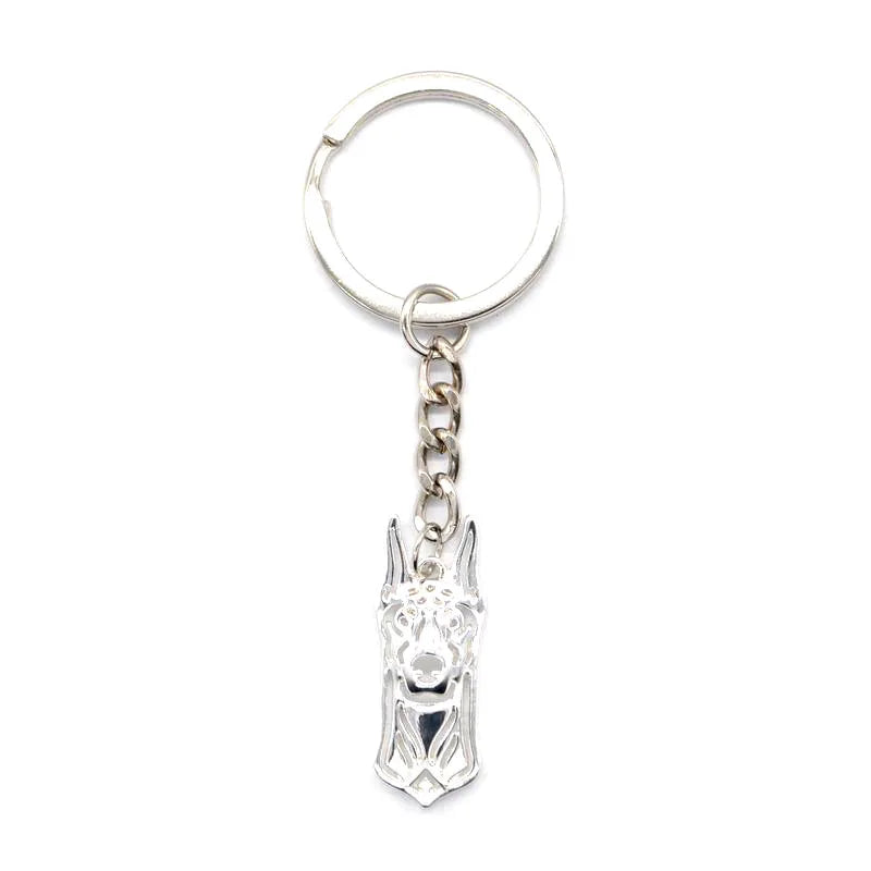 Adorable Silver Doberman Pinscher Keychain