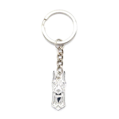 Adorable Silver Doberman Pinscher Keychain