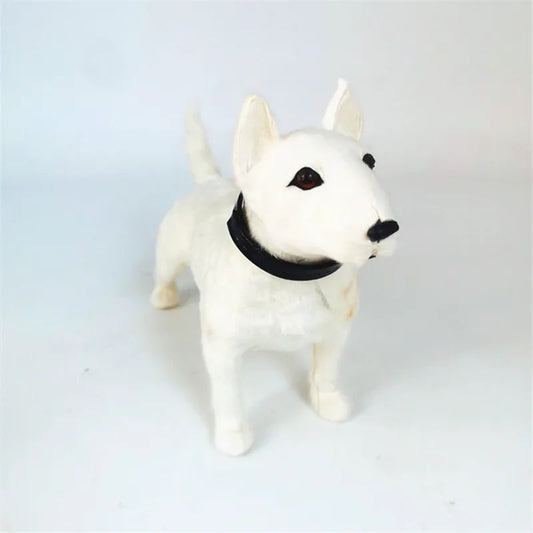 All-White Bull Terrier Plush – Iconic Egg-Head Profile with Classic Black Collar