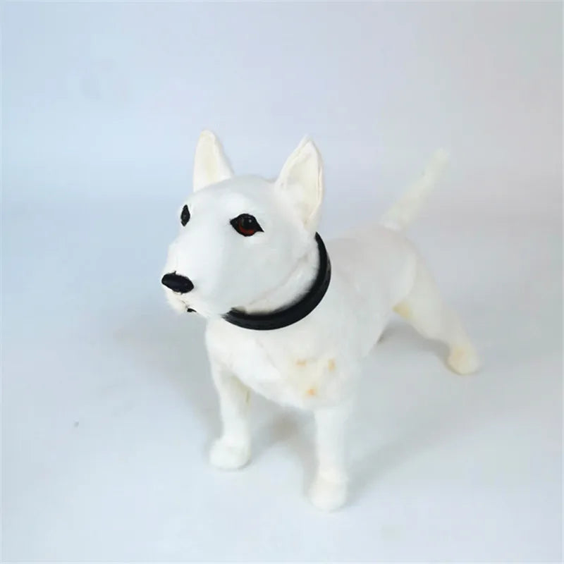 All-White Bull Terrier Plush – Iconic Egg-Head Profile with Classic Black Collar