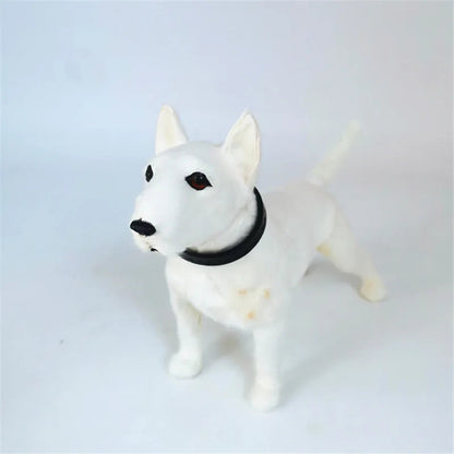 All-White Bull Terrier Plush – Iconic Egg-Head Profile with Classic Black Collar