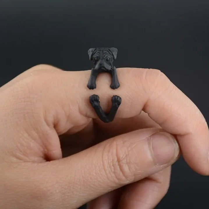 Black Pug Ring – Timeless Dog Lover Jewelry Charm for Women