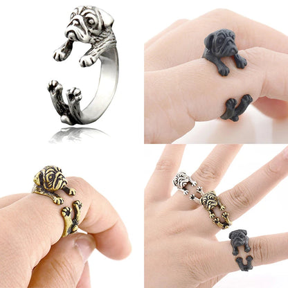 Black Pug Ring – Timeless Dog Lover Jewelry Charm for Women
