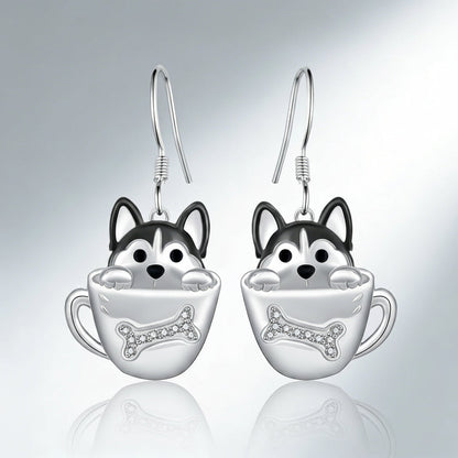 Black & White Husky Earrings – Arctic Soul Puppy Charm
