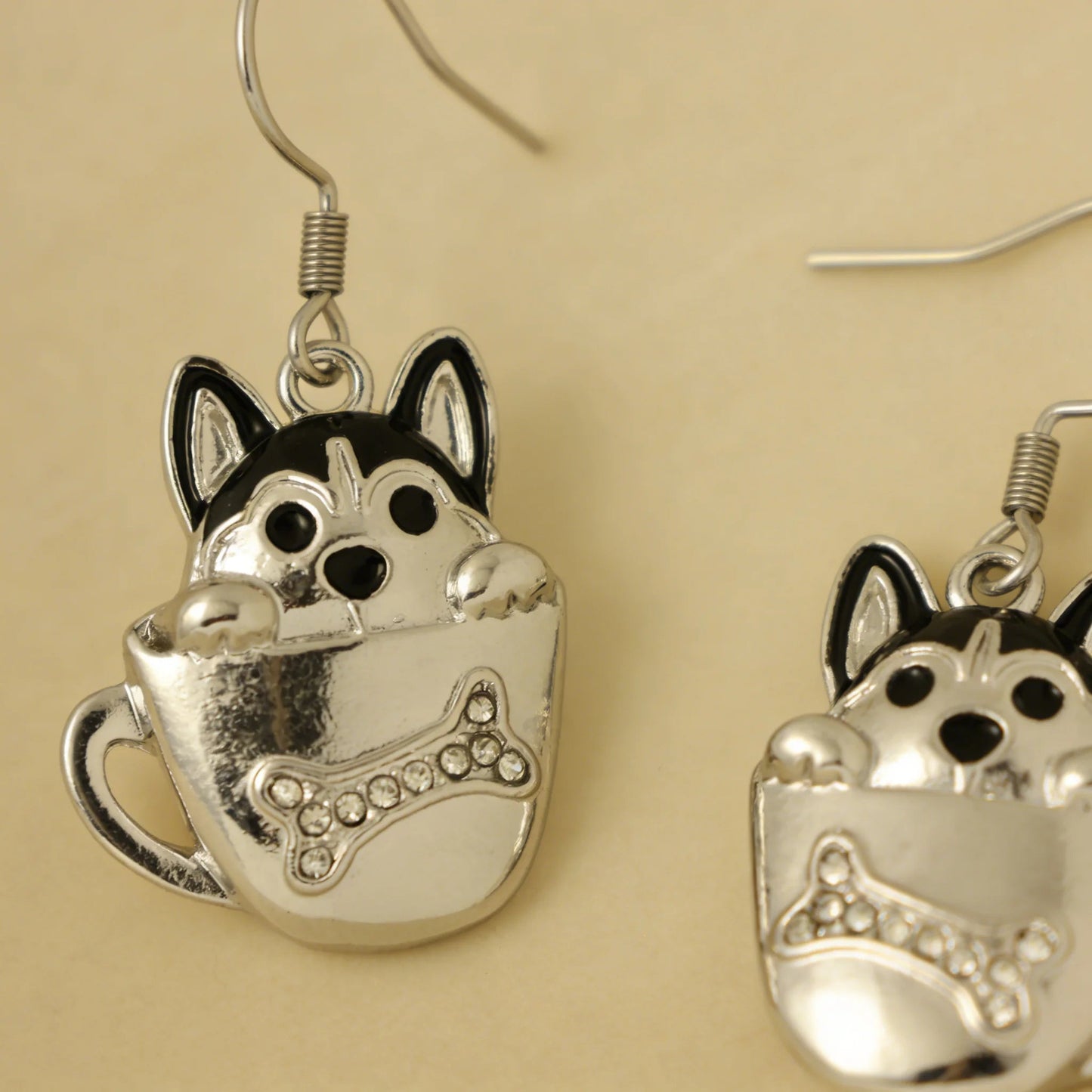 Black & White Husky Earrings – Arctic Soul Puppy Charm