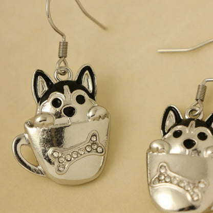 Black & White Husky Earrings – Arctic Soul Puppy Charm