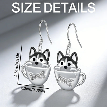 Black & White Husky Earrings – Arctic Soul Puppy Charm