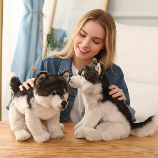 Black & White Husky Plush – Fluffy Snow Puppy Snuggle Buddy Gift