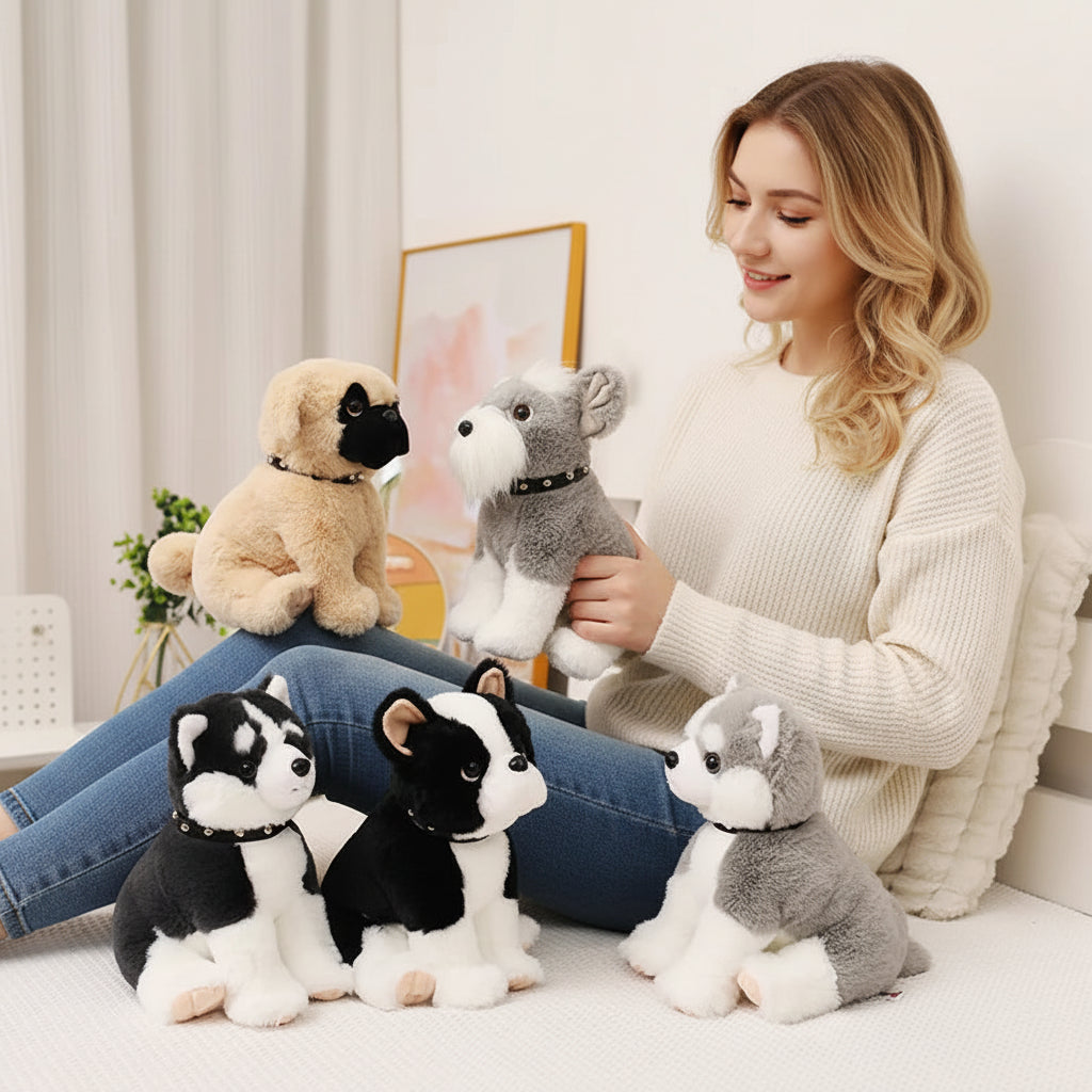Black & White Husky Stuffed Animal - Cuddly Plush
