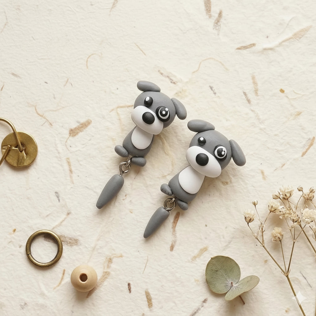Clay Schnauzer Earrings – Sweet Puppy Jewelry Gift for Woman