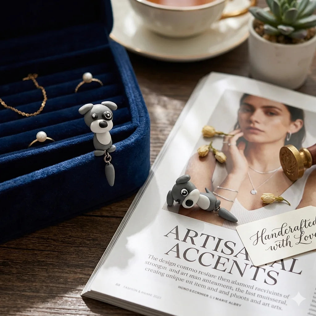 Clay Schnauzer Earrings – Sweet Puppy Jewelry Gift for Woman