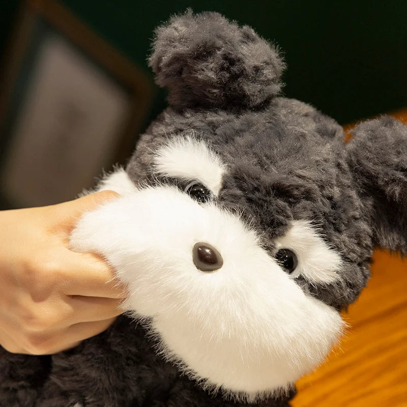 Cute Black & Silver Schnauzer Stuffed Animal – Soft Plush Dog Toy Gift