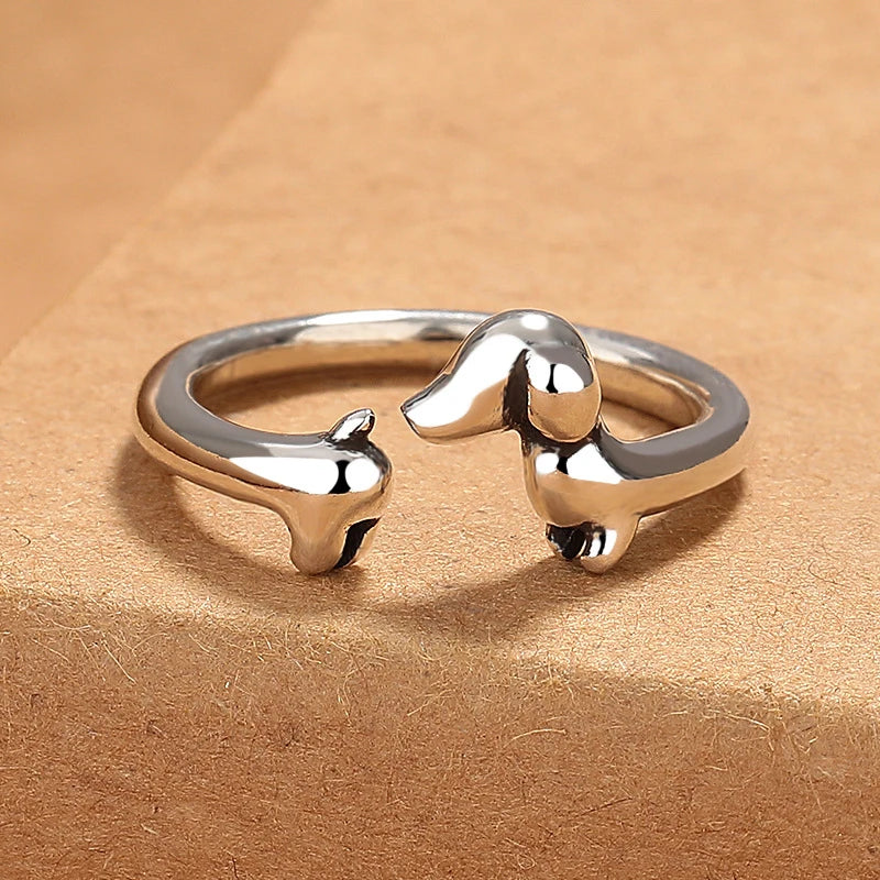 Cute Dachshund Silver Ring – Adorable Dog Jewelry for Women