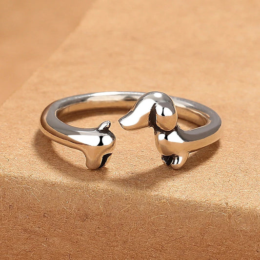 Cute Dachshund Silver Ring – Adorable Dog Jewelry for Women