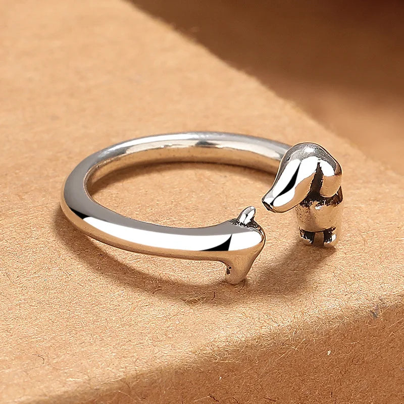 Cute Dachshund Silver Ring – Adorable Dog Jewelry for Women