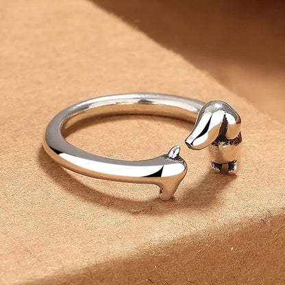 Cute Dachshund Silver Ring – Adorable Dog Jewelry for Women
