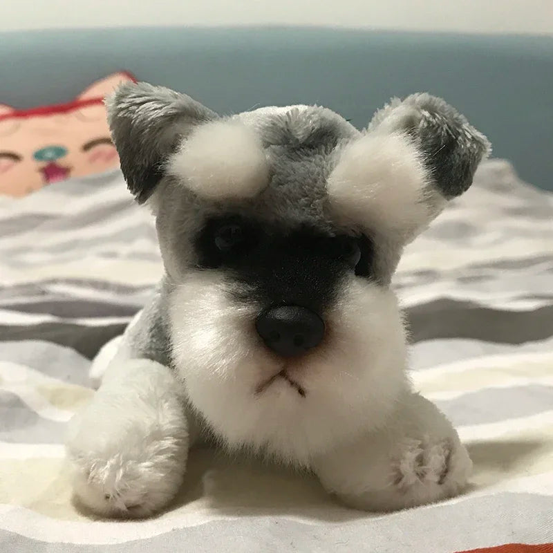 Cute Pepper & Salt Schnauzer Stuffed Animal – Soft Plush Dog Toy Gift