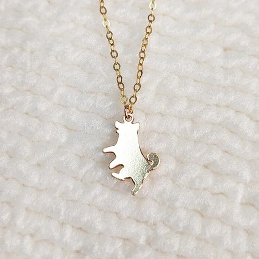 Cute Shiba Inu 14K Gold Charm – Realistic Dog Pendant Jewelry