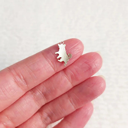 Cute Shiba Inu 14K Gold Charm – Realistic Dog Pendant Jewelry