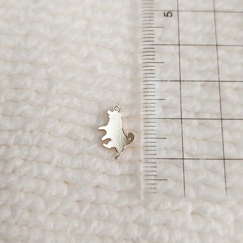 Cute Shiba Inu 14K Gold Charm – Realistic Dog Pendant Jewelry