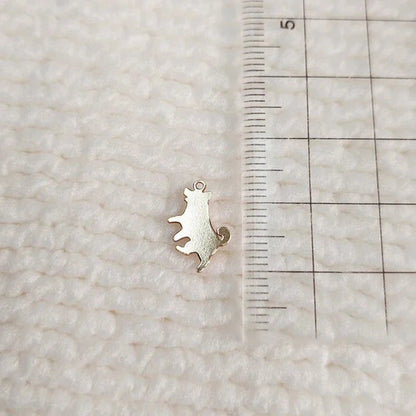 Cute Shiba Inu 14K Gold Charm – Realistic Dog Pendant Jewelry