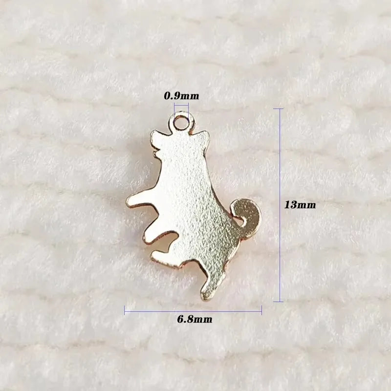 Cute Shiba Inu 14K Gold Charm – Realistic Dog Pendant Jewelry