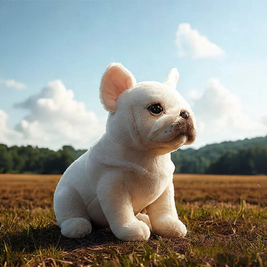 Cute White French Bulldog Stuffed Animal – Soft Plush Dog Toy Gift