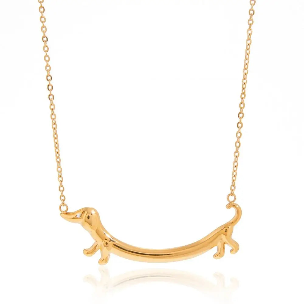 Dachshund Necklace – Golden Timeless Love Puppy Jewelry for Women