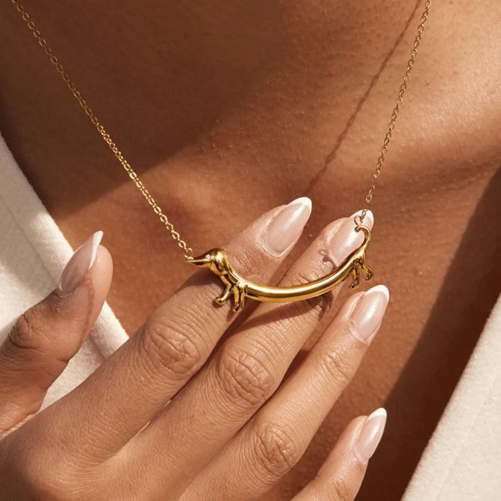 Dachshund Necklace – Golden Timeless Love Puppy Jewelry for Women