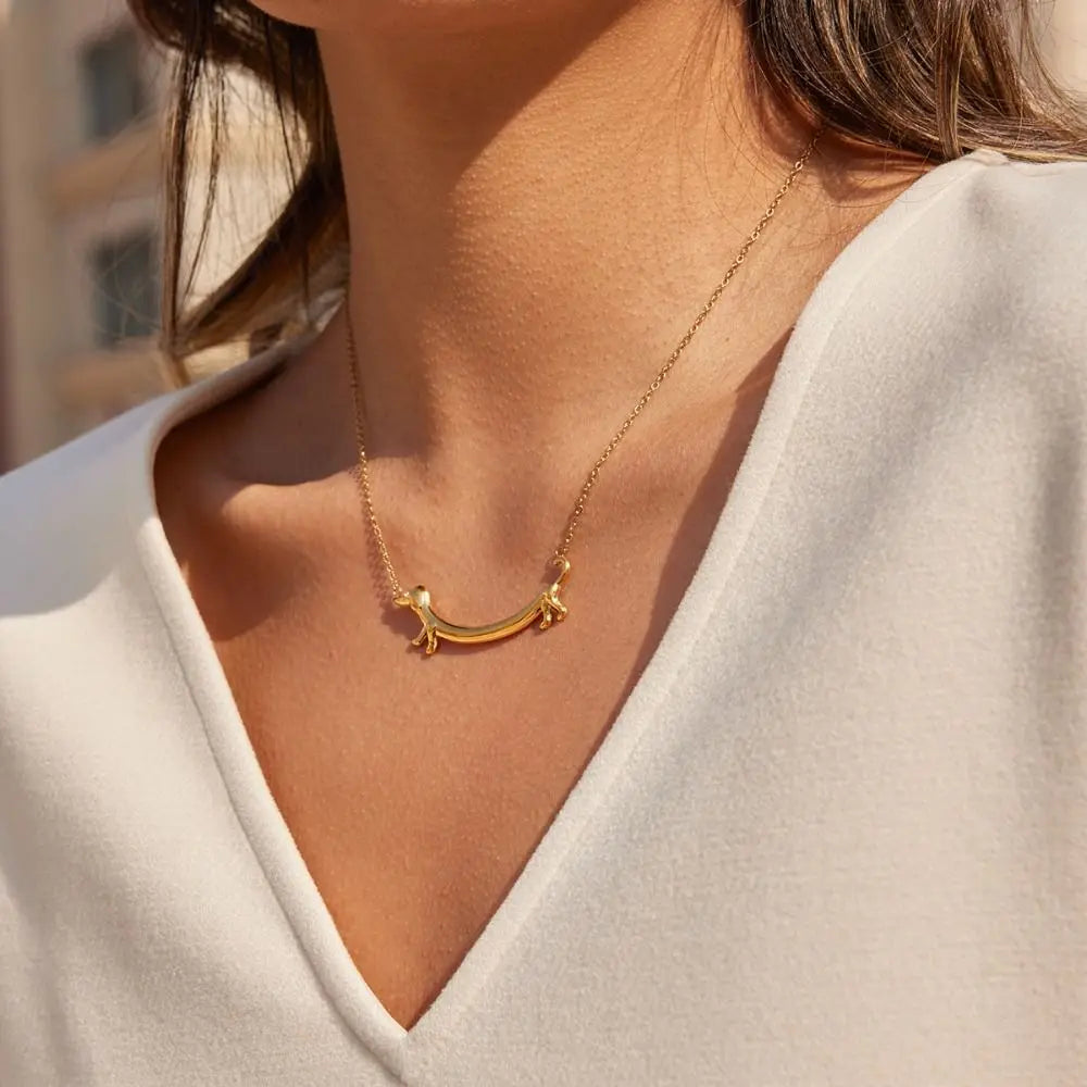 Dachshund Necklace – Golden Timeless Love Puppy Jewelry for Women