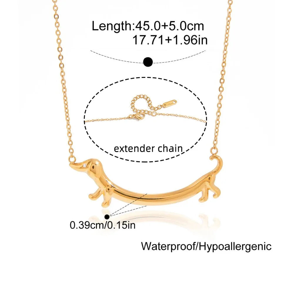 Dachshund Necklace – Golden Timeless Love Puppy Jewelry for Women